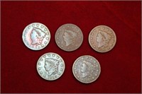 5 US Large Cent Lot; 1816, 17, 18, 19, 20