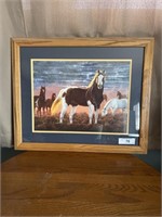 PAINT STALLION W/MARES , 23X19 FRAMED/MATTED