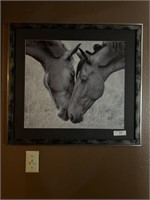 28X26 - 2 HORSE HEADS FRAMED/MATTED W/GLASS
