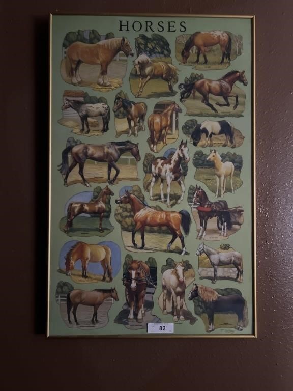POSTER OF HORSE BREEDS WITH GLASS BY TOM SOLLIDAY
