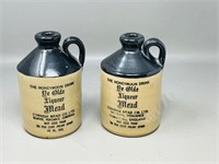 2 small crock Mead jugs - 6.5" tall