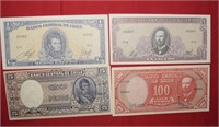 Four Unc. 1950's-60' Chile Banknotes