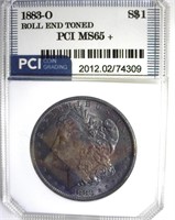 1883-O Morgan PCI MS65+ Roll End Toned