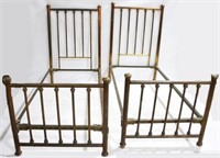 Pair of Brass Vintage Twin Beds - 36" x 80" x 34"