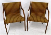 Pair of Matching Striped Mid Century Chairs