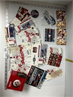 Lot of STL Cardinals Items Patches Ball Tickets