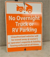 METAL SIGN "NO OVERNIGHT TRUCK OR RV PARKING",