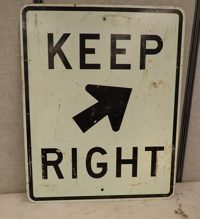 METAL SIGN "KEEP RIGHT", 30" X 24"