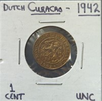 Uncirculated 1942 Dutch Curacao coin