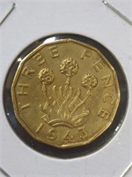 1943 three pence coin