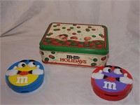 1991 M&M Holiday Tin & 2 Toys