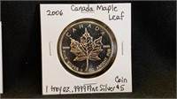 2006 Canada $5 Maple Leaf 1 oz .999 Fine Silver