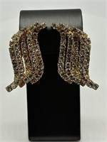 1950's Gold Tone Brilliant Rhinestone Earrings