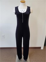 Vtg Women's Newport News Black Velour Jumpsuit