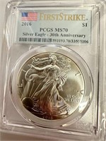 2016 Silver Eagle Coin 30th Anniversary PCGS MS70