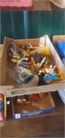 Box of various toys.