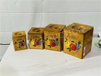 4 pc wood canister set w/ painted fronts