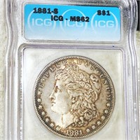 1881-S Morgan Silver Dollar ICG - MS62