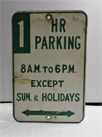 Vintage 1 Hr Parking Street Sign - 18" x 12"
