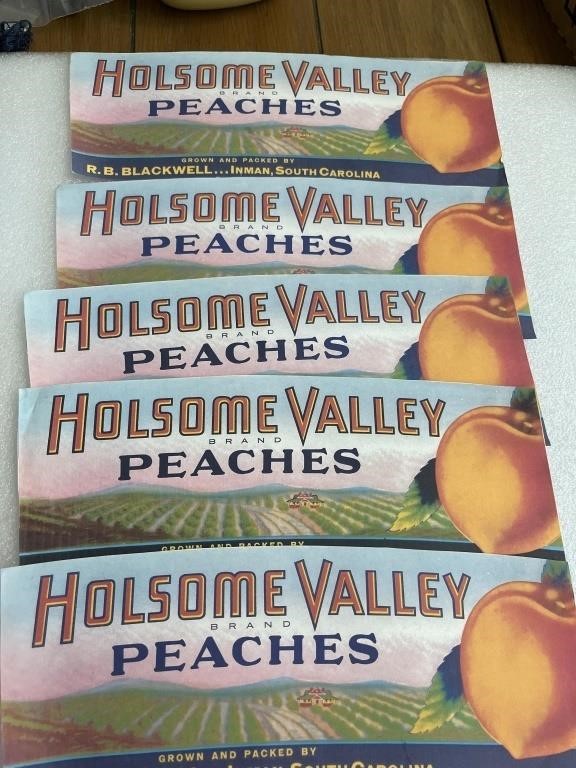 Vintage lot of wholesome Valley brand peaches,