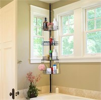 NEW $37 (57-98") Black Shower Caddy Stand