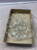 8 clear glass wine glasses