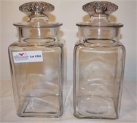 2 pattern glass gum ball jars 11"h
