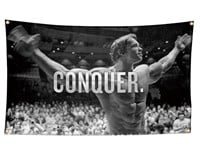 56x35” Schwarzenegger Conquer Motivational Banner