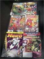 6 Comics-Capt Marvel, Hero, IronMan, & Spidermens