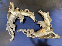 Tien Ma Winged Horse Hippocampi Figures Gilded