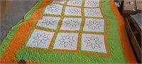 Approximately 96 x 85 homemade quilt with minimal