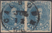 CSA Stamps #4 Used Pair w/ Calhoun GA CDS CV $450
