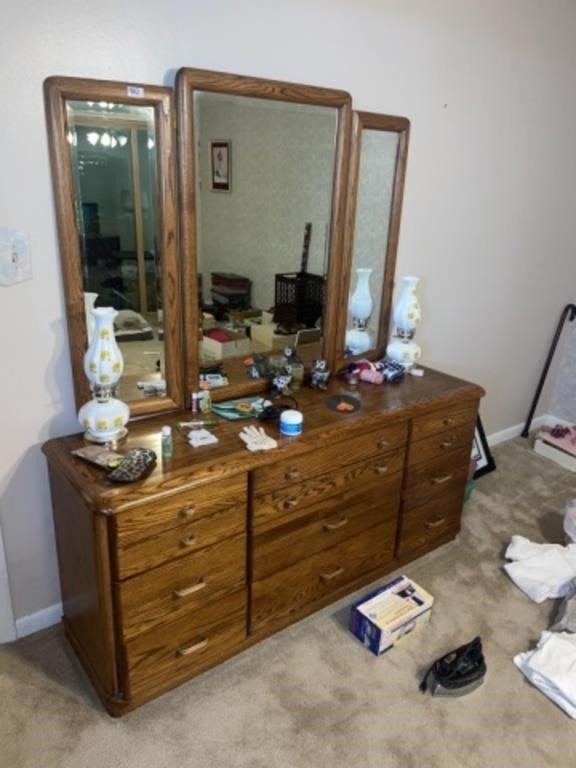 Dresser with Tri-Fold Mirror (65" Wide)