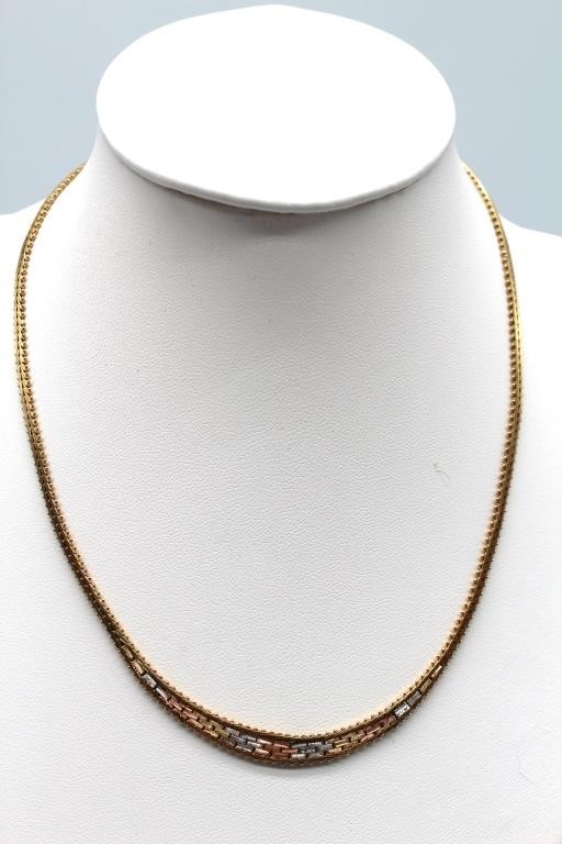 TriColor Gold Necklace 15"  10.615 g