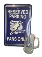 Tampa Bay Lightning Sign and Beer Mug