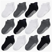 12 Pairs Non-Slip Toddler Socks 1-3T 

With