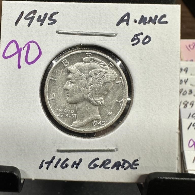 1945 MERCURY SILVER DIME HIGH GRADE