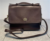 Coach shoulder bag with handle --brown leather