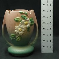 Vintage Roseville Pottery White Rose Vase 983-7