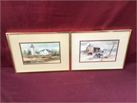 Two Carol Sebold Framed And Matted Prints