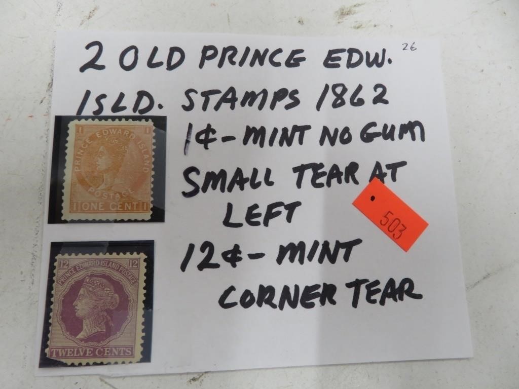 2 Old Prince Edw Isld stamps, 1862