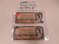 2 - 1954 Can $50 bills, Consecutive serial