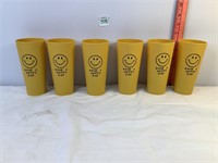 6 Vintage Plastic Happy Day Cups