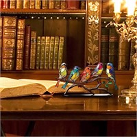1Pc Wooden Birds on Branch, Colorful