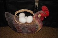 Kitchen Rooster Basket with Eggs