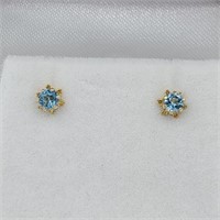 14KT. YELLOW GOLD 3MM GENUINE BLUE TOPAZ