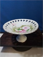 Lefton hand painted with roses open compote nice