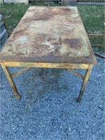 Metal Work Table. Approx. 55" x 32" x 27"