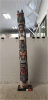 (1) Hand Carved Wood Totem Pole (31" Tall)