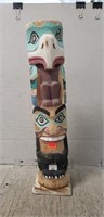 (1) Hand Carved Wood Totem Pole (17" Tall)